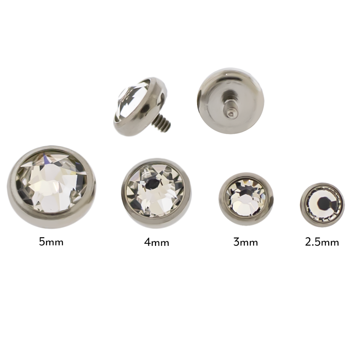 Steel Gem Disc - 14G Threaded Premium Crystals - Pierced Addiction