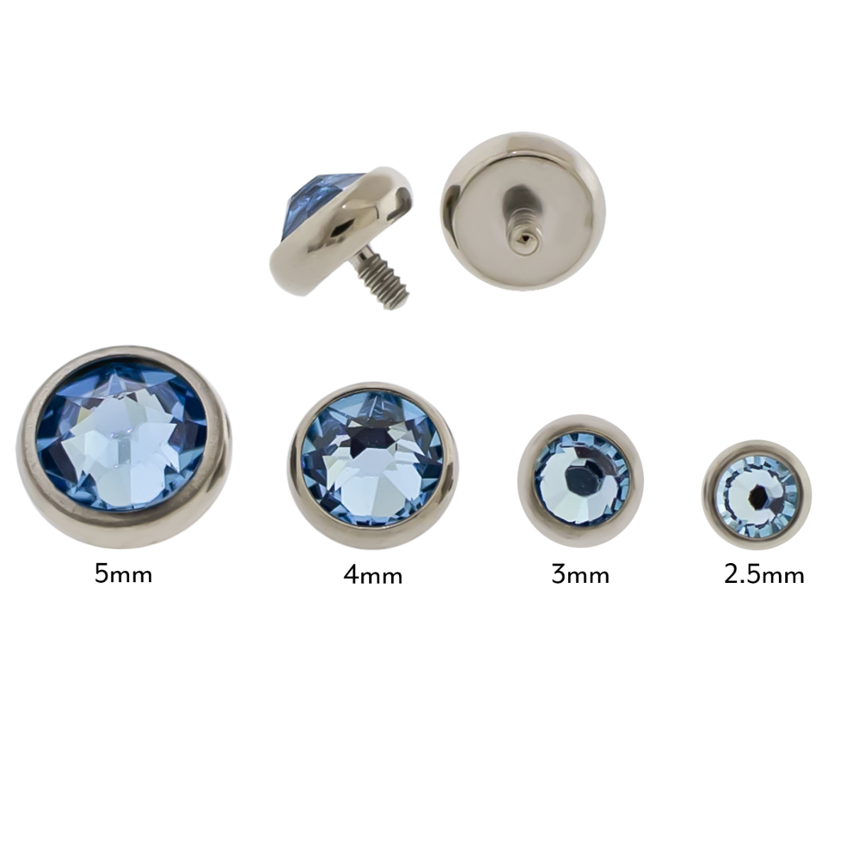 Steel Gem Disc - 14G Threaded Premium Crystals - Pierced Addiction