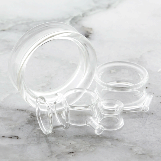 Pair Double Flare Clear Tunnels - Pierced Addiction