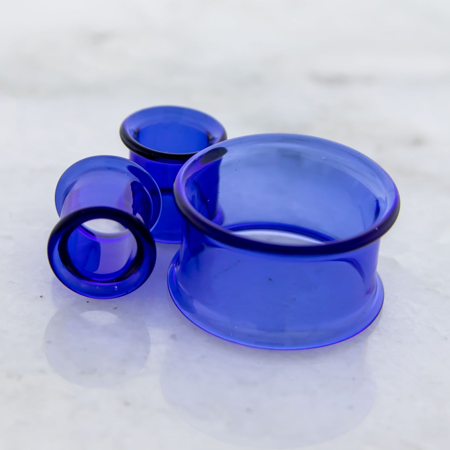 Glass Double Flare Tunnel - Cobalt Blue