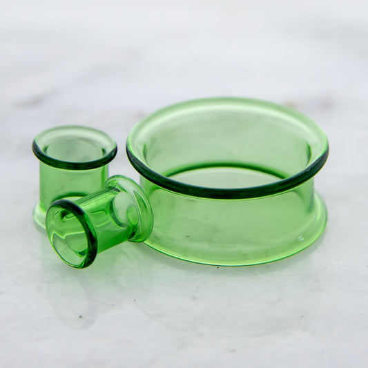 Glass Double Flare Tunnel - Transparent Green
