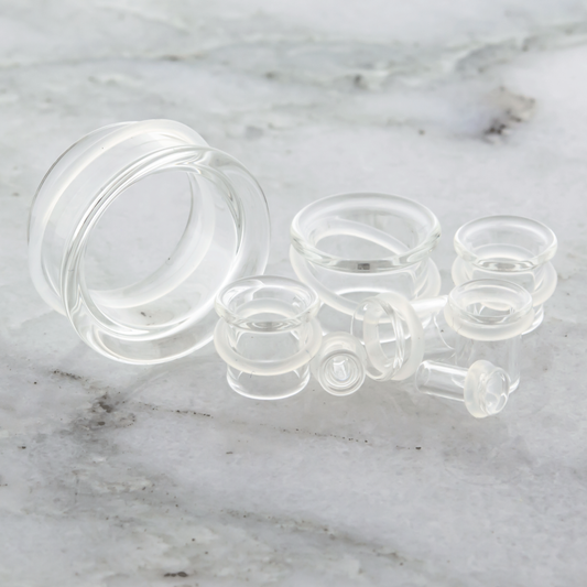 Pair Clear Single Flare Glass Tunnels