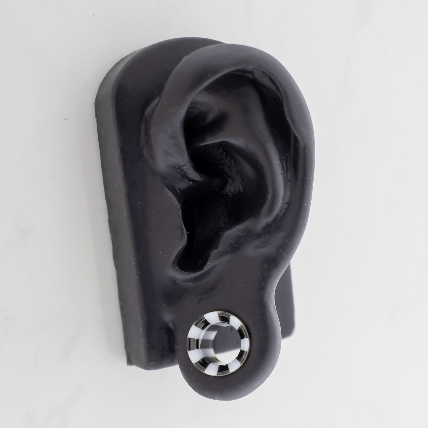 Pair Double Flare Glass Black/White Stripe Tunnel