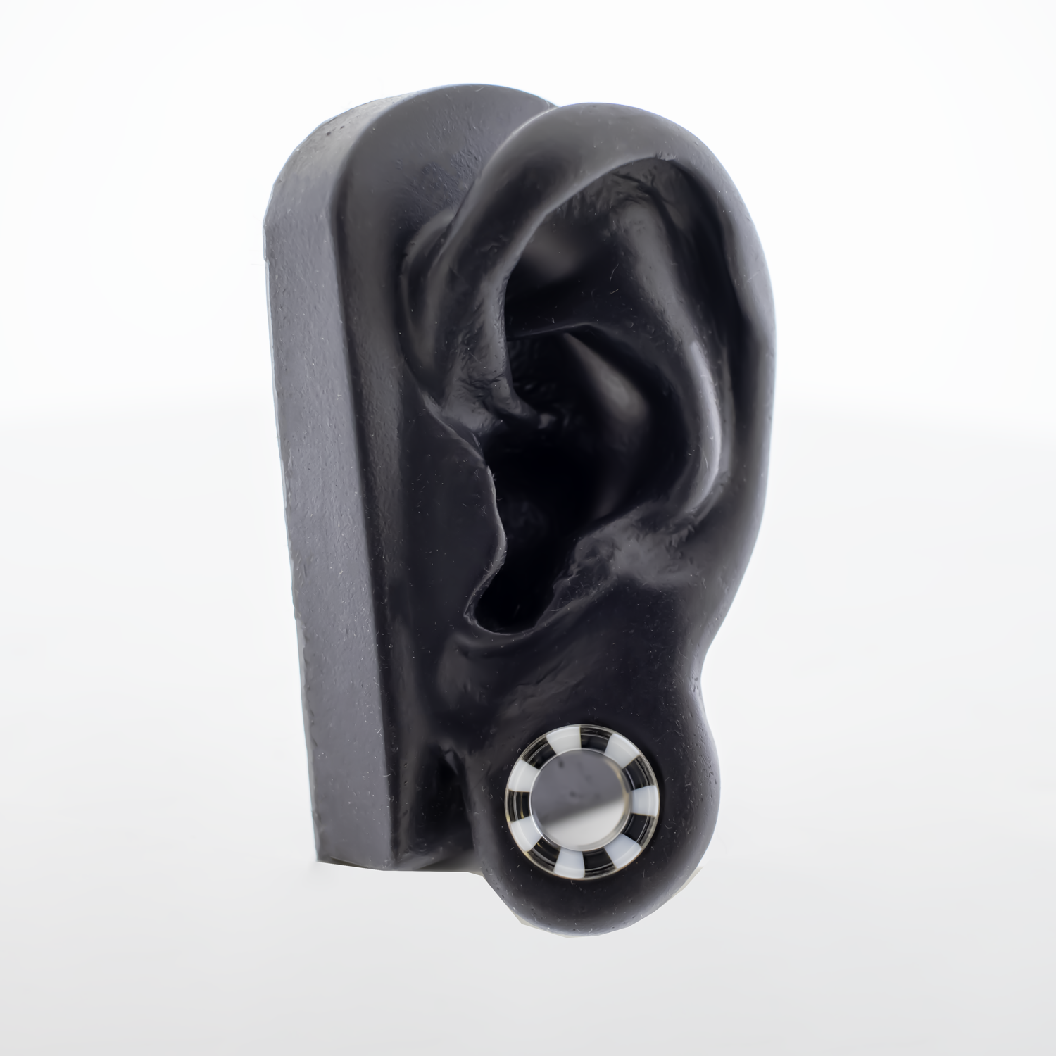 Pair Double Flare Glass Black/White Stripe Tunnel