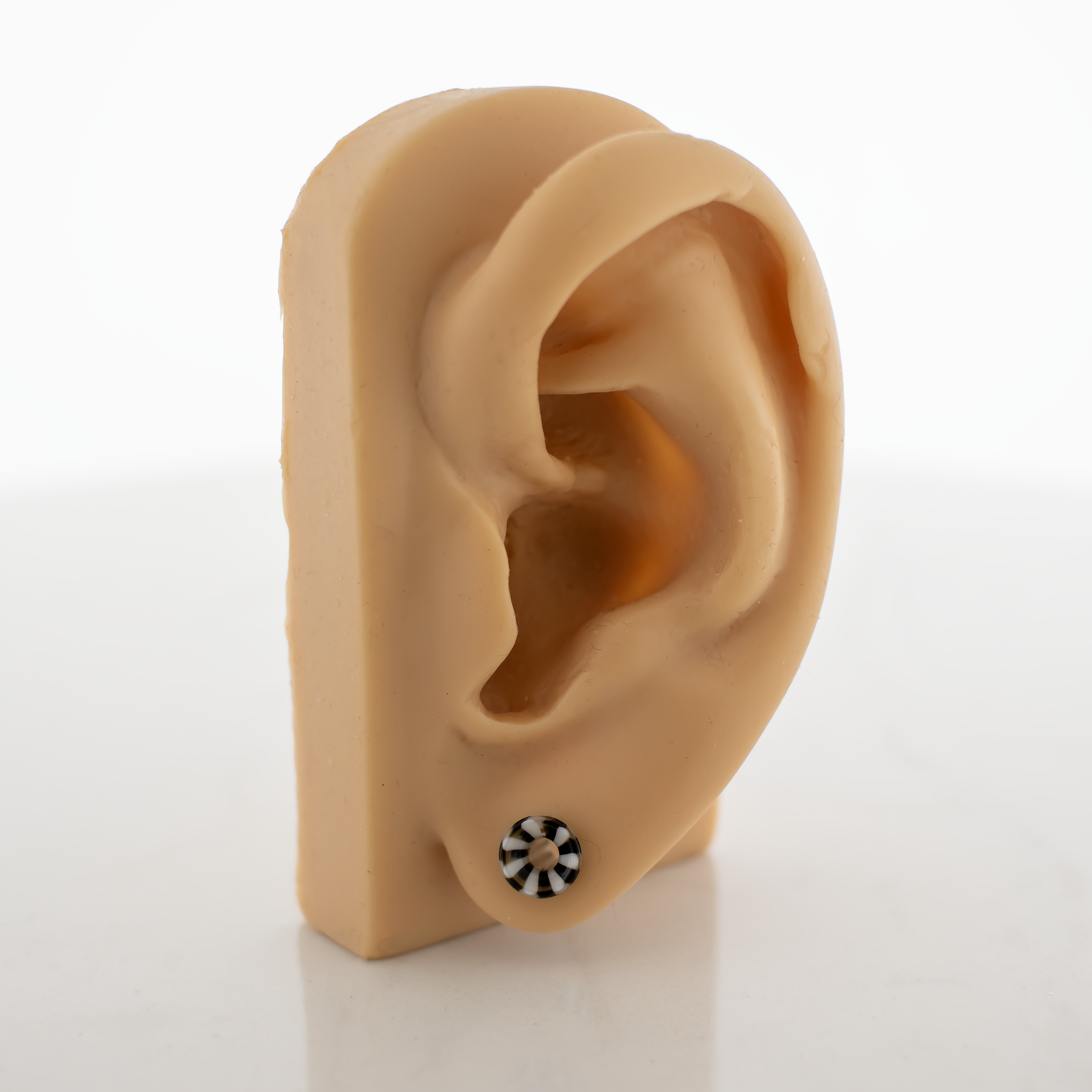 Pair Double Flare Glass Black/White Stripe Tunnel