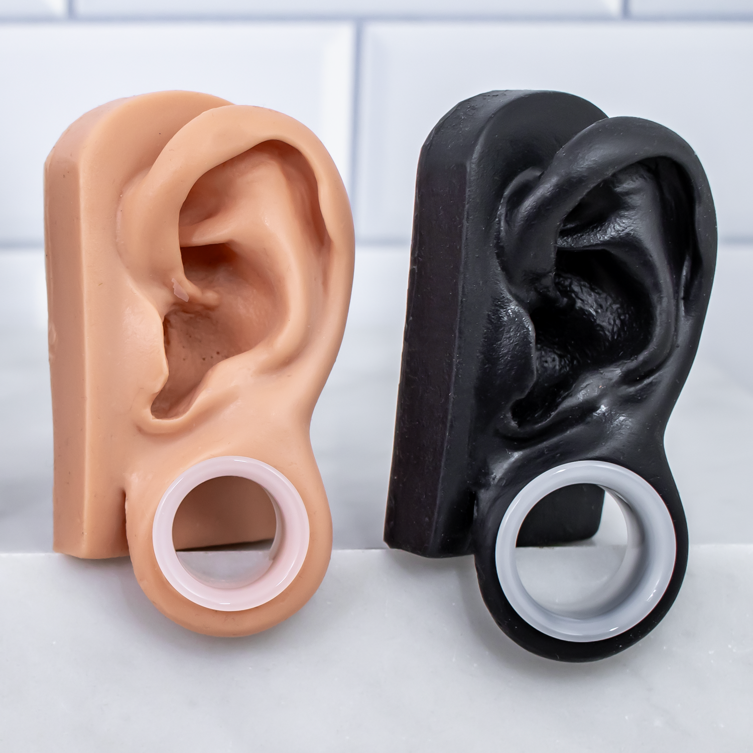 Translucent White Glass Double Flare Tunnels – 8G–5/8" | 5/16" Wearable - Pierced Addiction