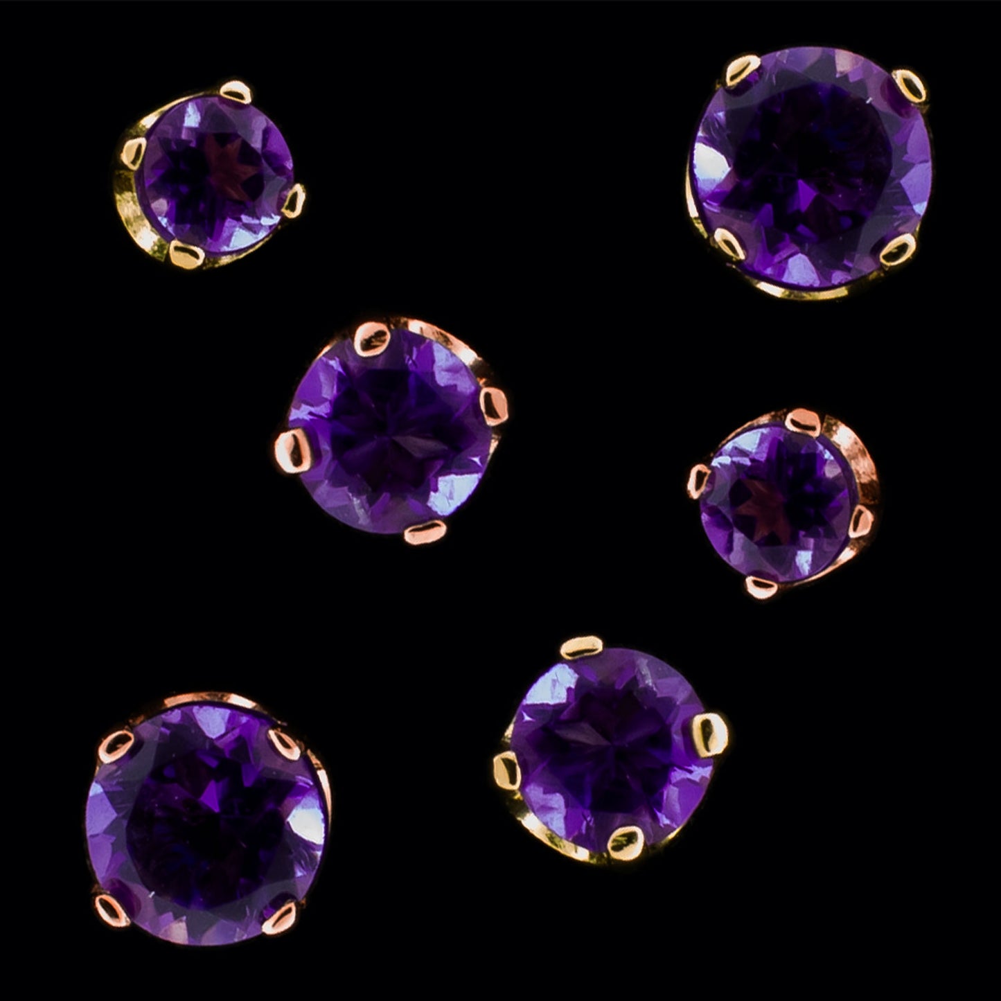 Zarela- 14Kt Gold Threadless Genuine Dark Amethyst Ends - Pierced Addiction