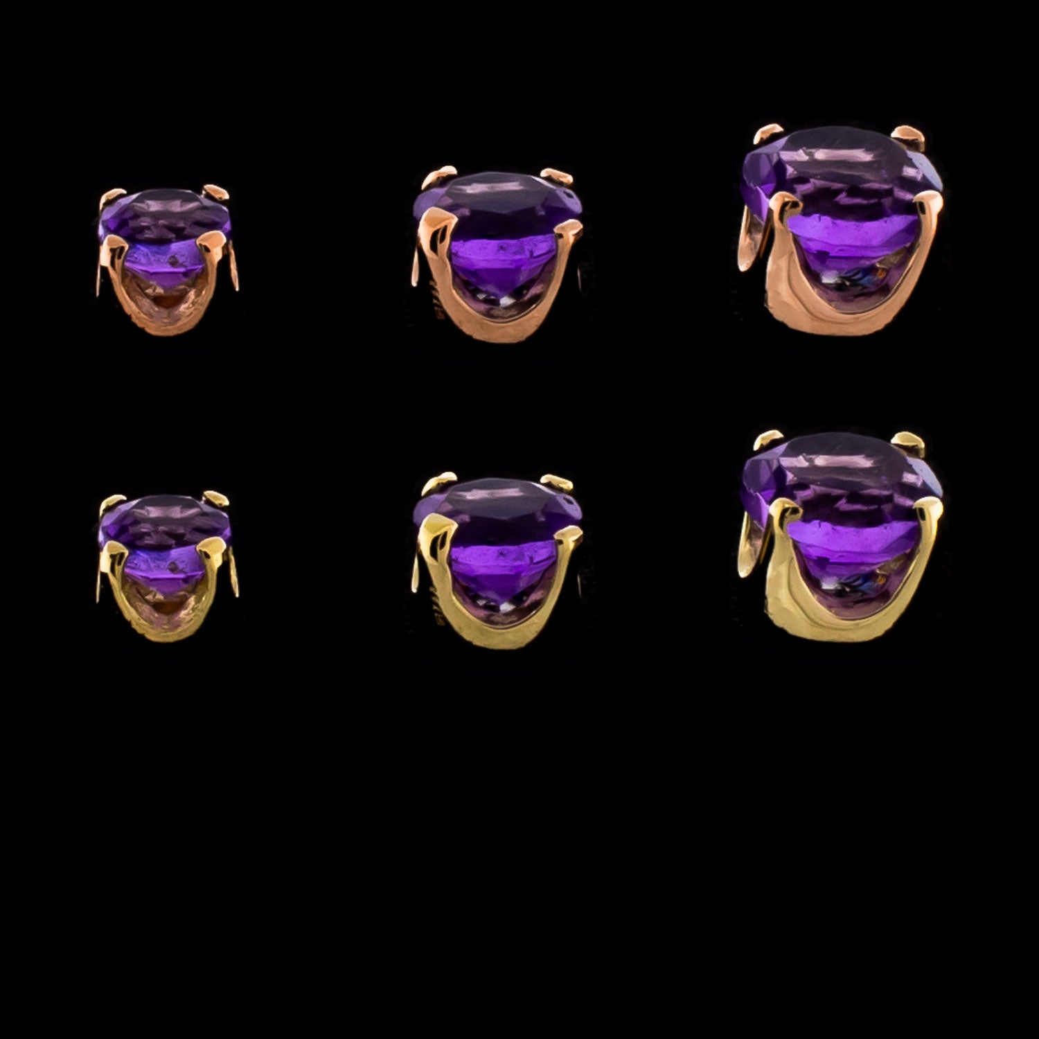 Zarela- 14Kt Gold Threadless Genuine Dark Amethyst Ends - Pierced Addiction