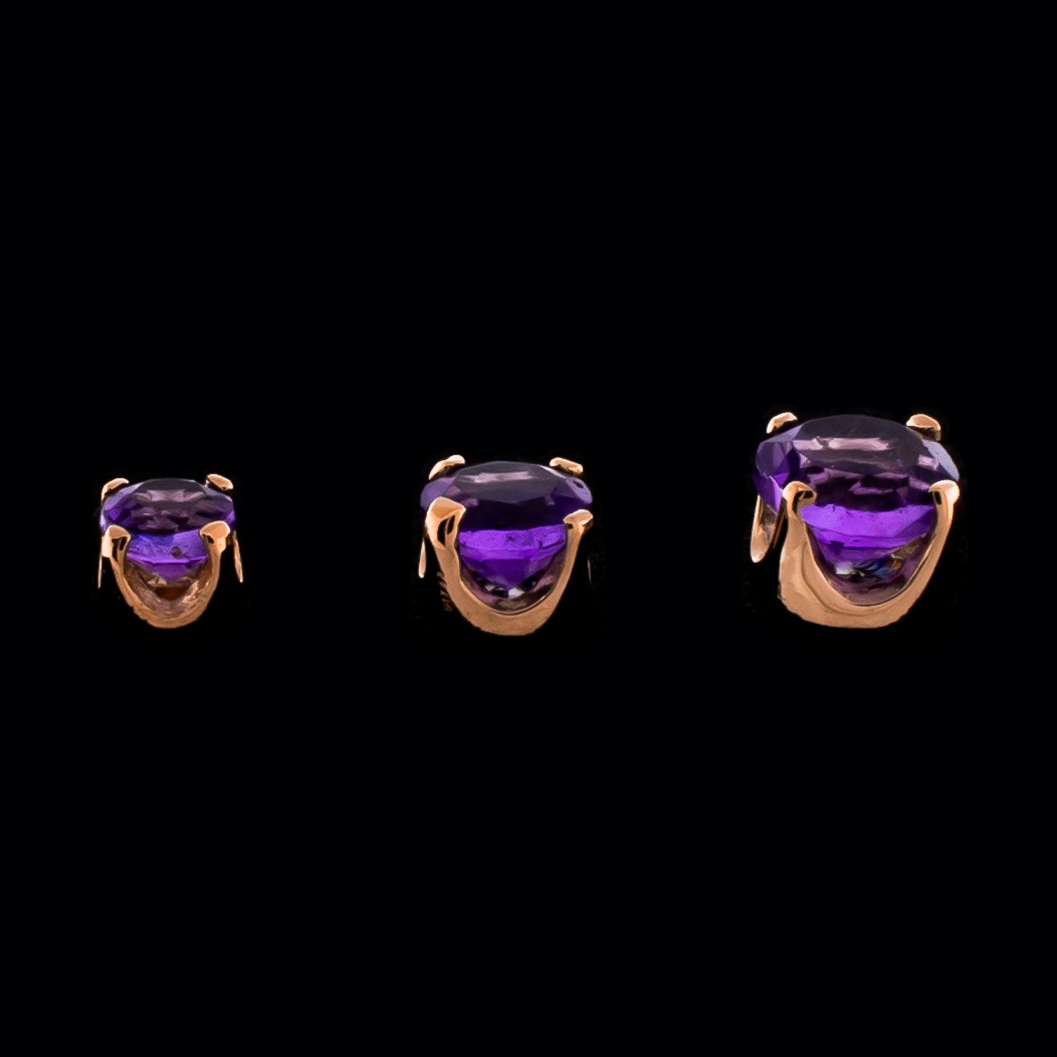 Zarela- 14Kt Gold Threadless Genuine Dark Amethyst Ends - Pierced Addiction