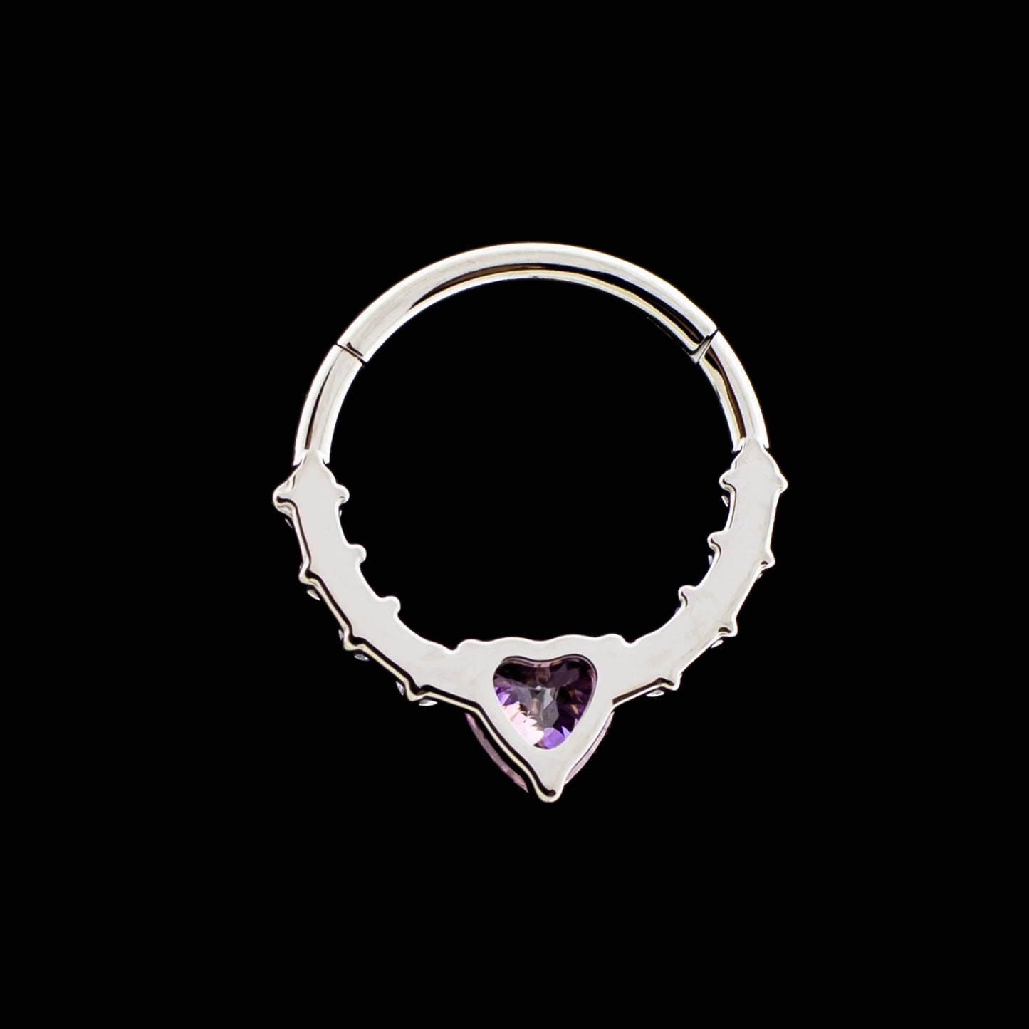 Lilou- Titanium Hinged Ring w/ Heart Gem