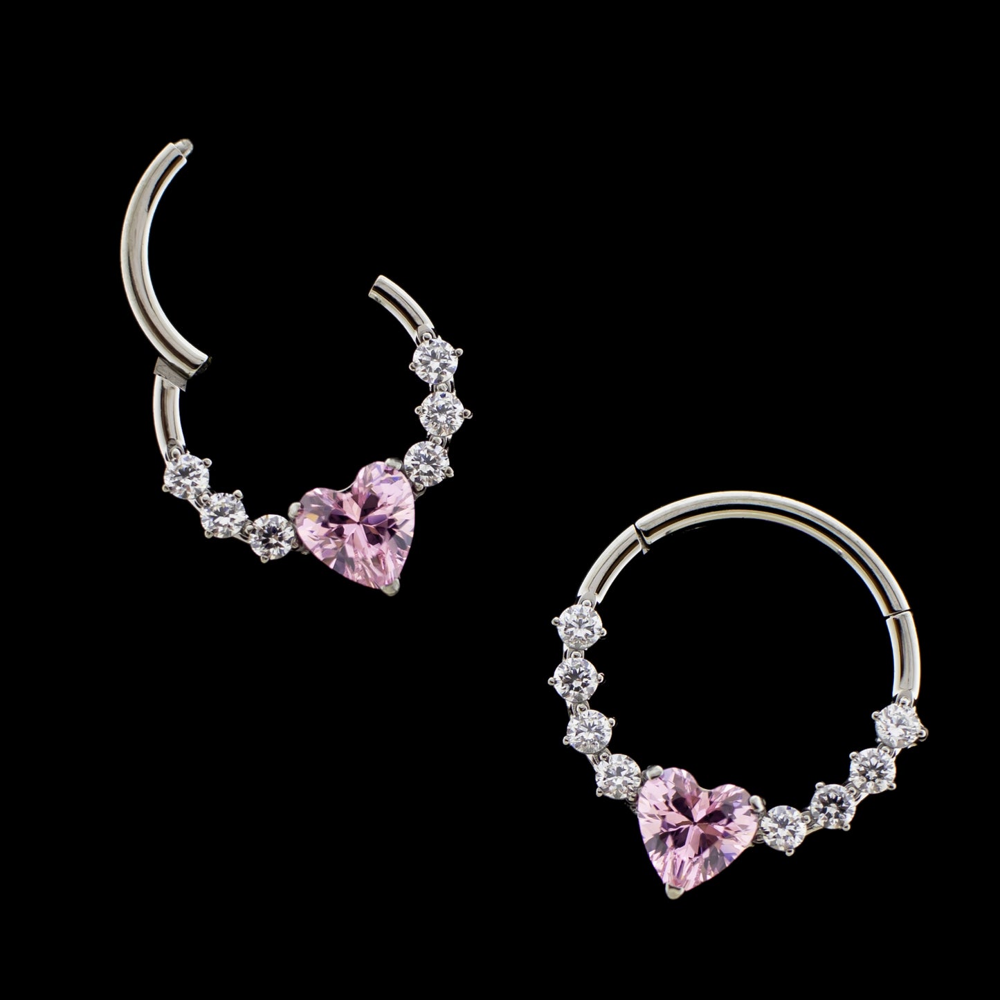 Lilou- Titanium Hinged Ring w/ Heart Gem