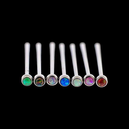 Livie - Titanium Opal Nose Pin - Khrysos Jewelry