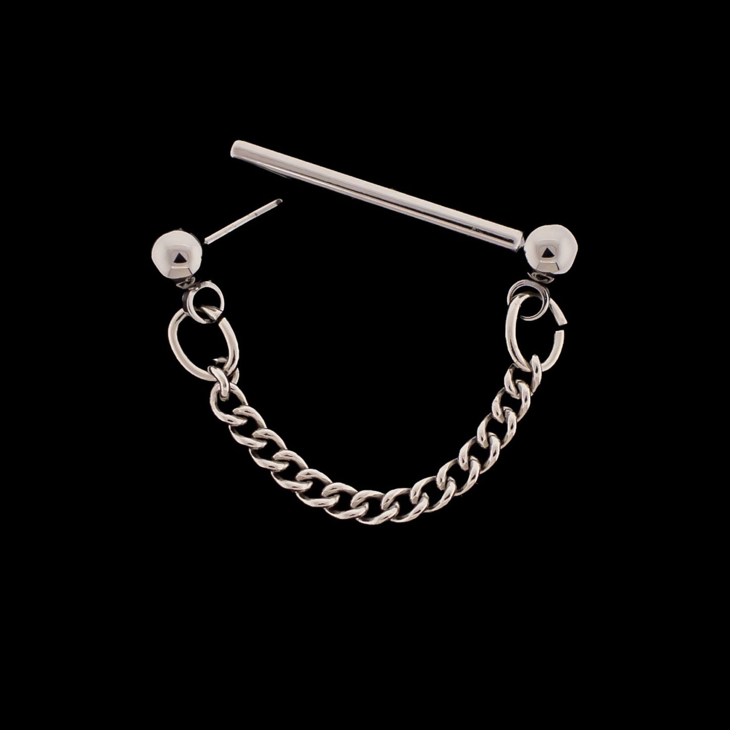 Threadless Nose Bridge Barbell with Curb Chain - Khrysos Jewelry