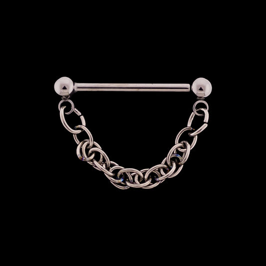 Threadless Nose Bridge Barbell with Rope Chain - Khrysos Jewelry