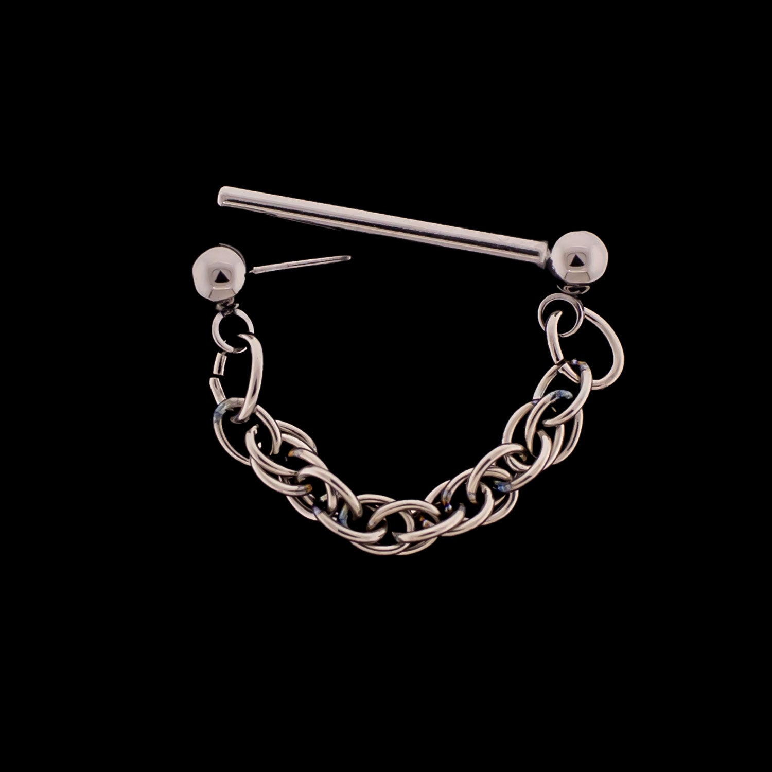 Threadless Nose Bridge Barbell with Rope Chain - Khrysos Jewelry