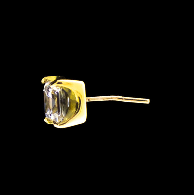 Zenzi- 18Kt Gold Threadless Square Premium Zirconia