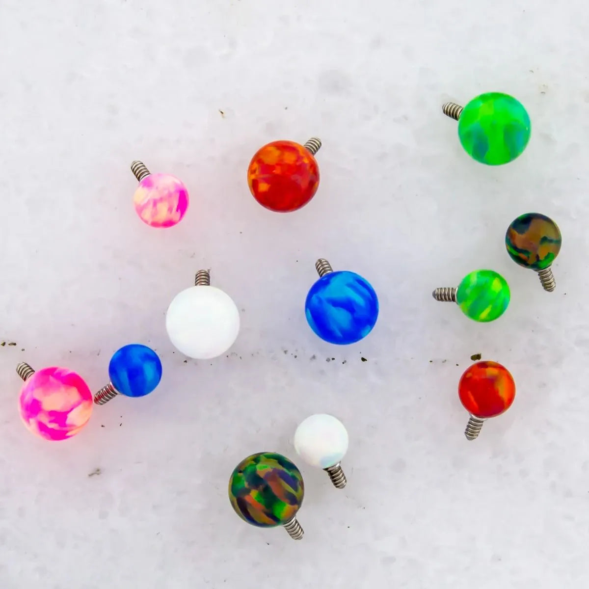 16G/18G Steel Internally Threaded End- Opal Ball - Pierced Addiction