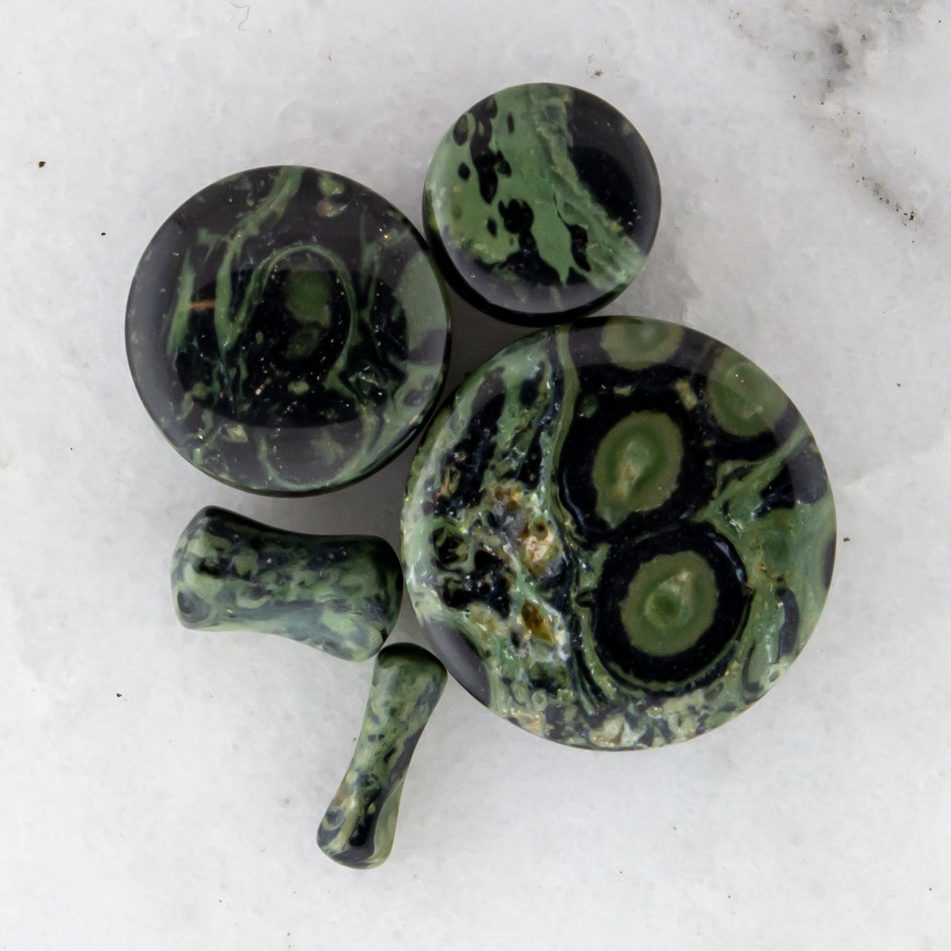 Green Eye Jasper Stone Plugs - Pierced Addiction