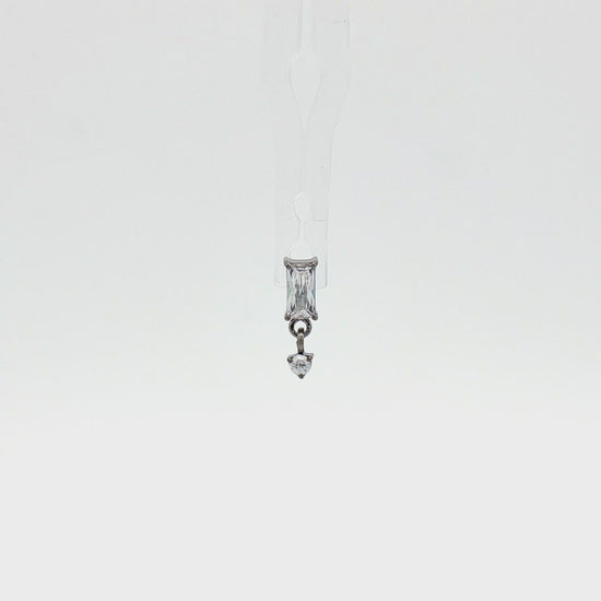 16G/18G Steel Internally Threaded Baguette & Dangle Round Gem End