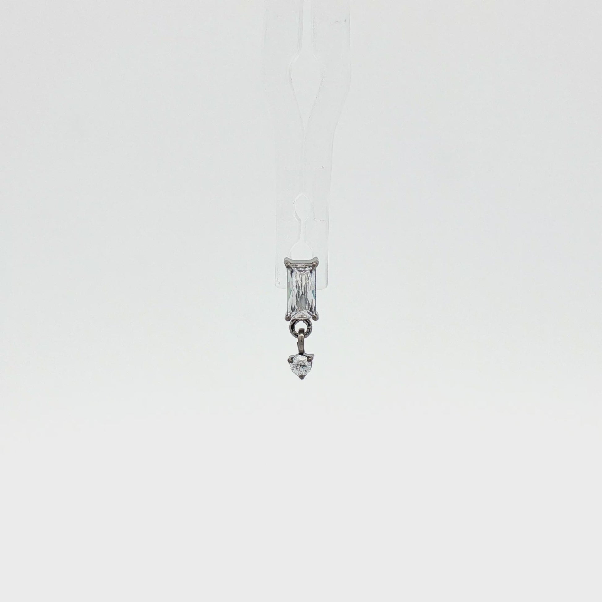 16G/18G Steel Internally Threaded Baguette & Dangle Round Gem End
