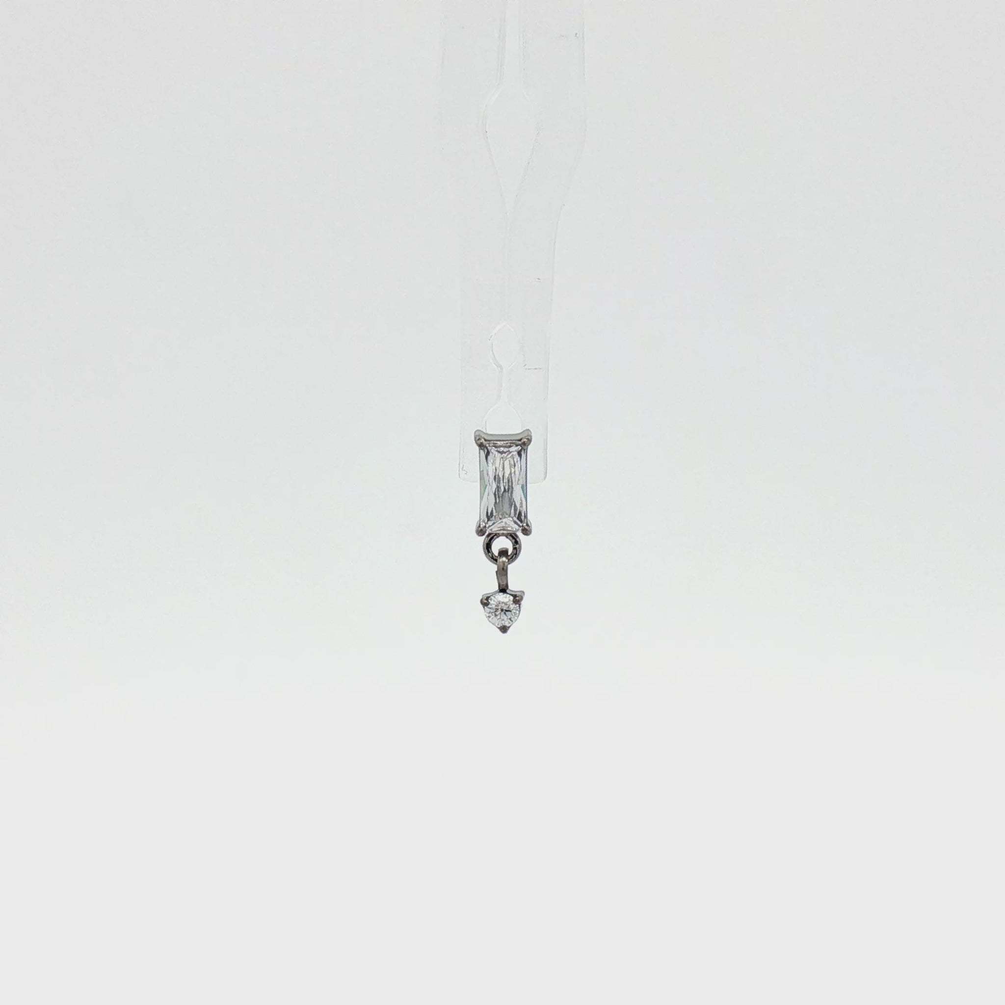 16G/18G Steel Internally Threaded Baguette & Dangle Round Gem End