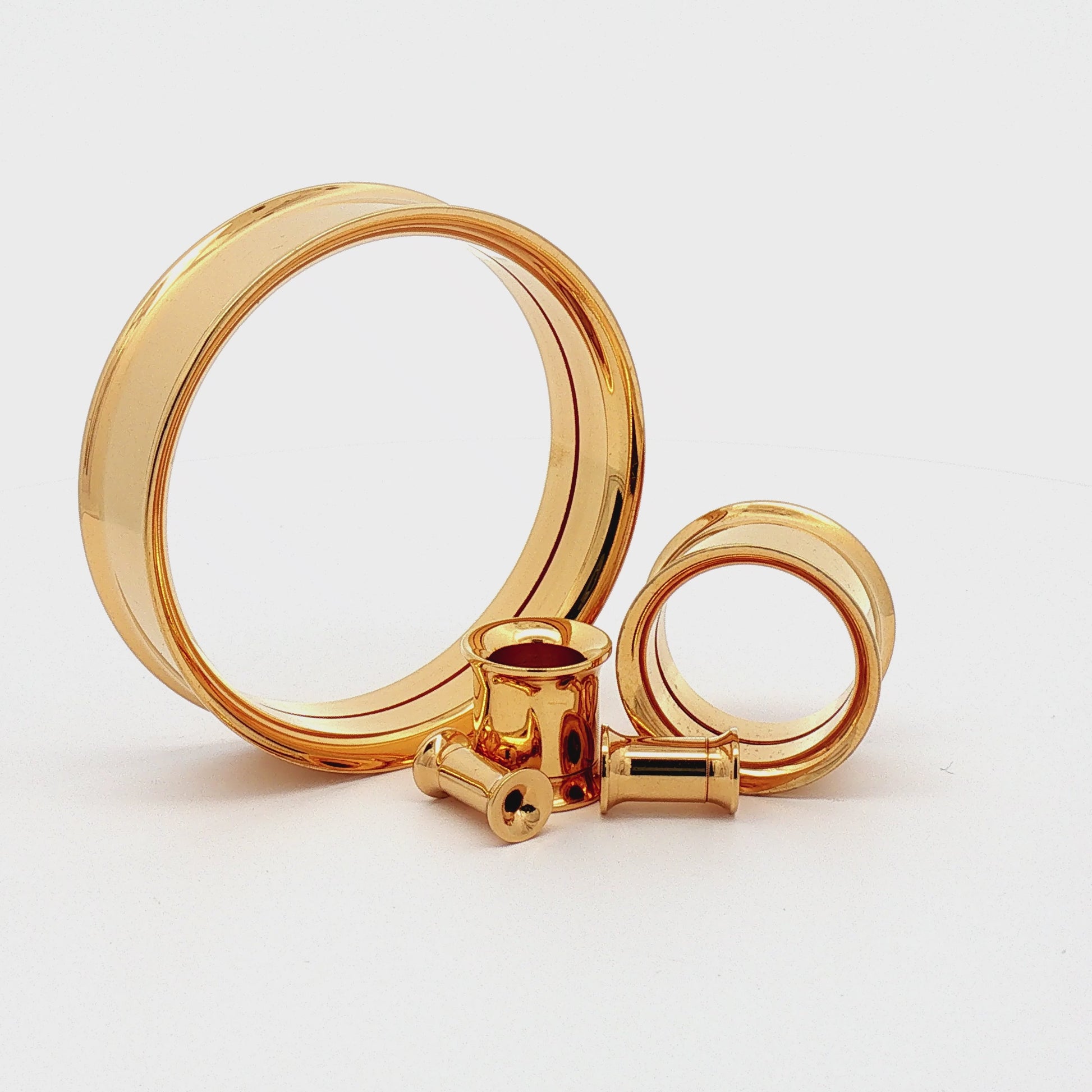 Gold Steel Double Flare Tunnels - Internally Threaded