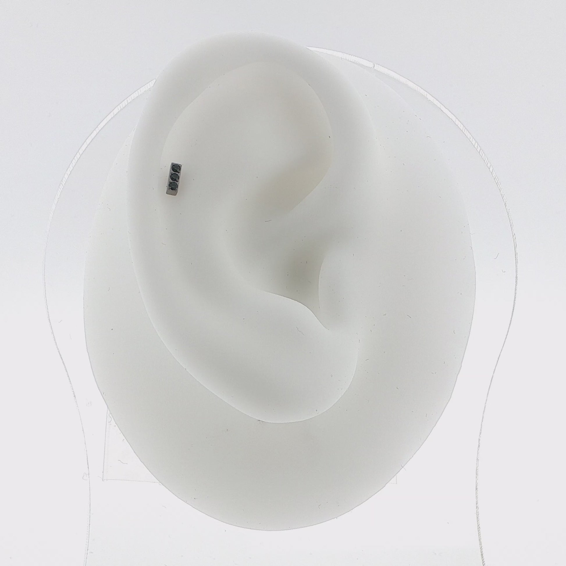 Steel Internally Threaded Bar End with 3 Zirconia Gems