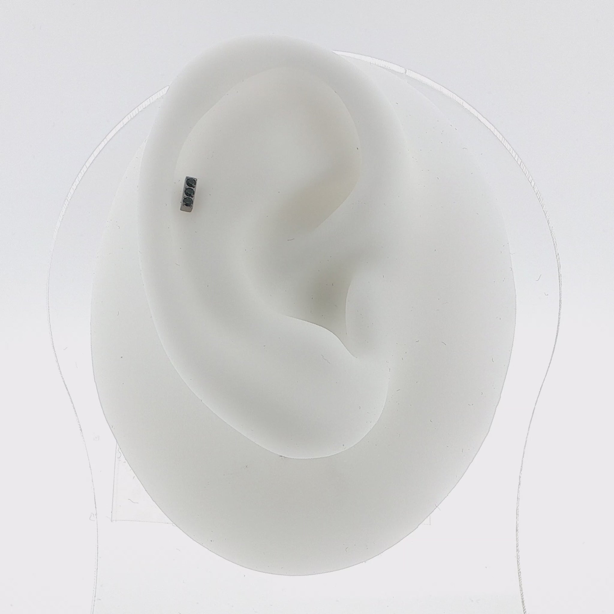 Steel Internally Threaded Bar End with 3 Zirconia Gems