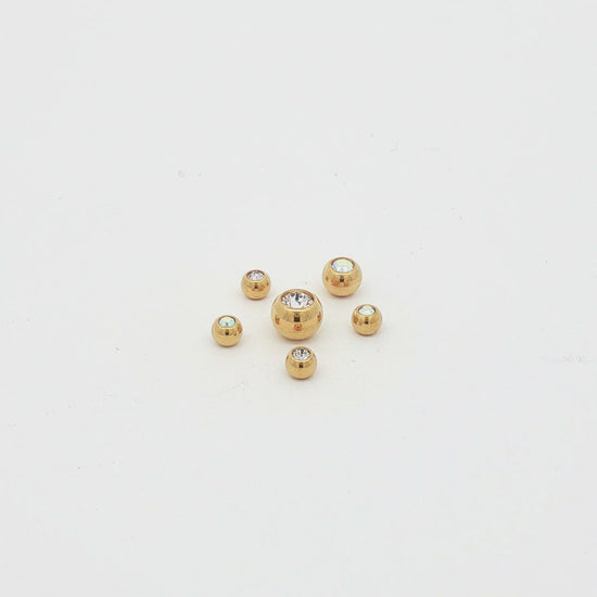 Steel Externally Threaded End - Gold PVD Coated Balls W/ Gems