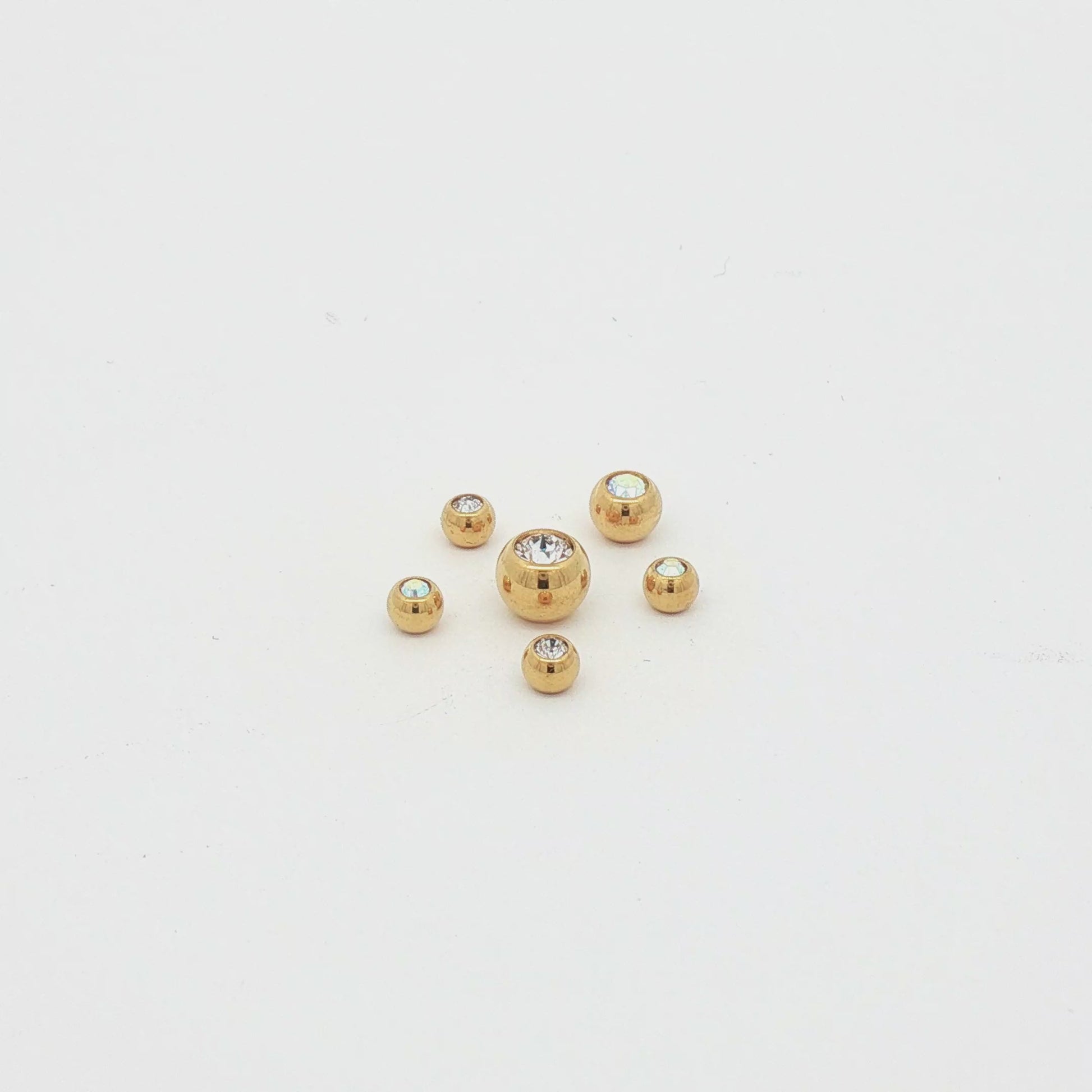 Steel Externally Threaded End - Gold PVD Coated Balls W/ Gems