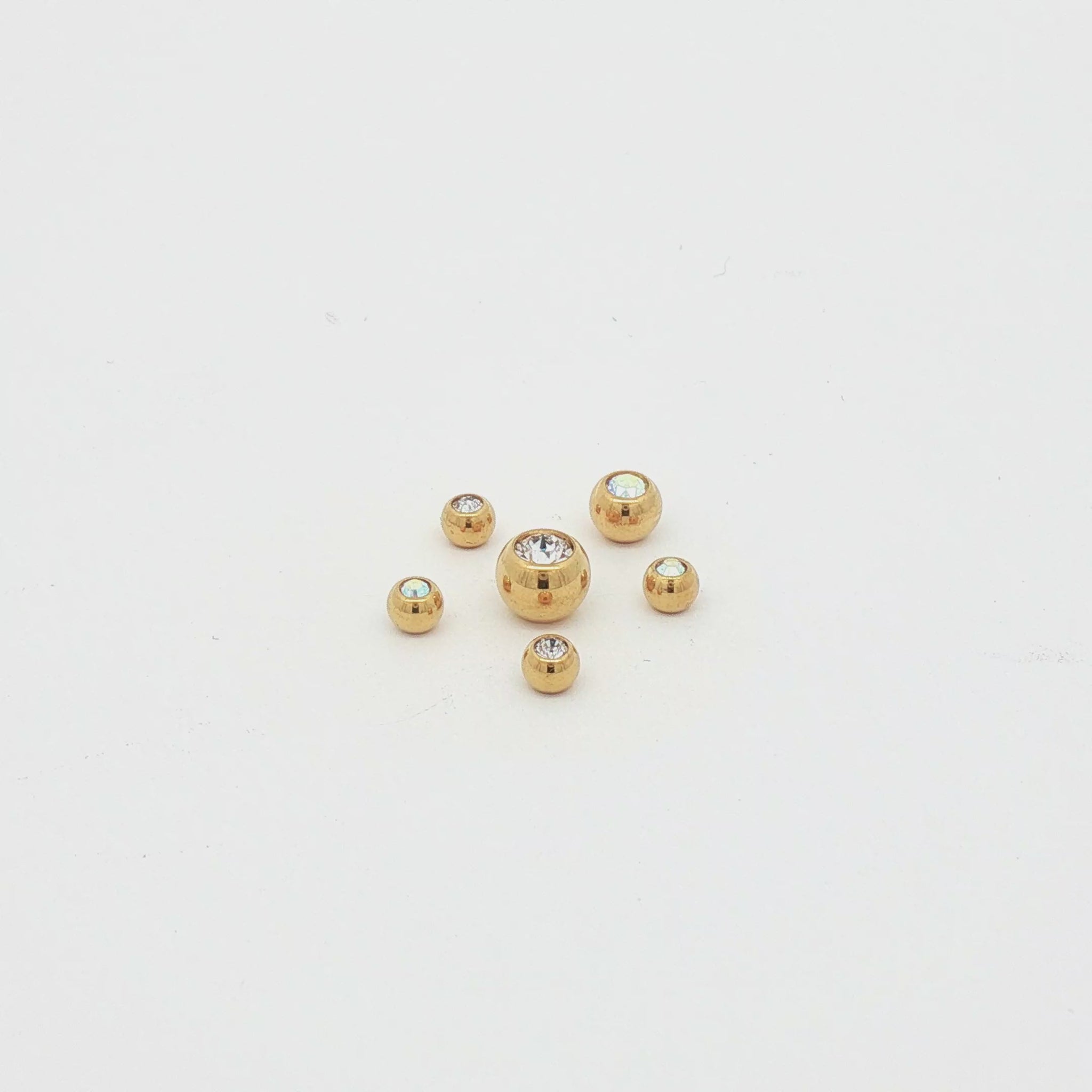 Steel Externally Threaded End - Gold PVD Coated Balls W/ Gems