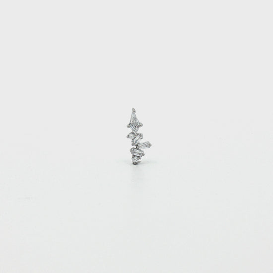 Steel Internally Threaded Baguette & Kite Gem Cluster End - 16G