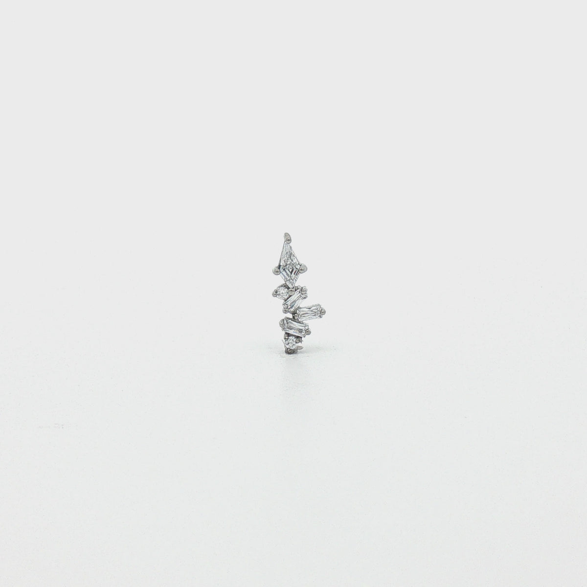 Steel Internally Threaded Baguette & Kite Gem Cluster End - 16G