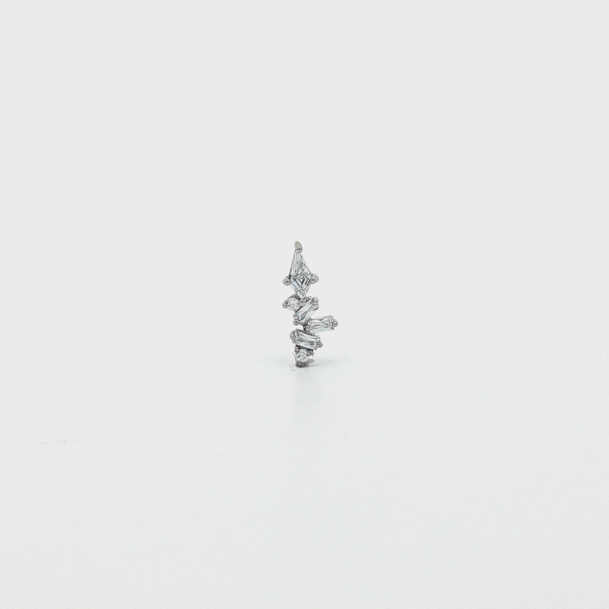 Steel Internally Threaded Baguette & Kite Gem Cluster End - 16G