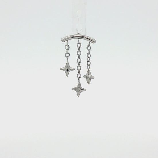 Steel Internally Threaded Hidden Helix End w/ Triple Star Dangle – 16G