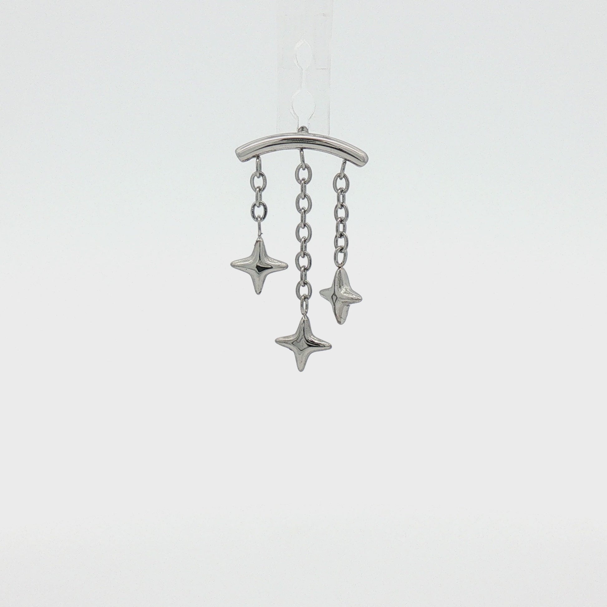 Steel Internally Threaded Hidden Helix End w/ Triple Star Dangle – 16G