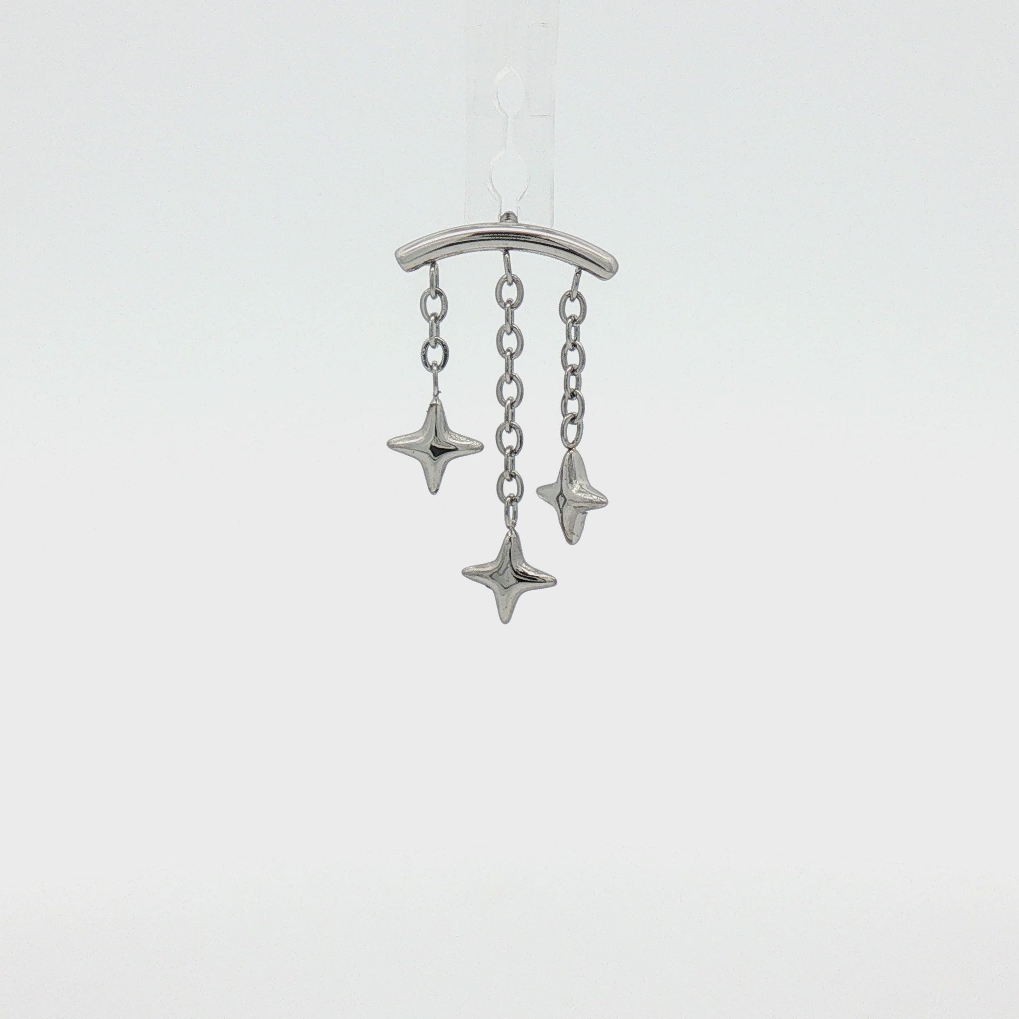 Steel Internally Threaded Hidden Helix End w/ Triple Star Dangle – 16G