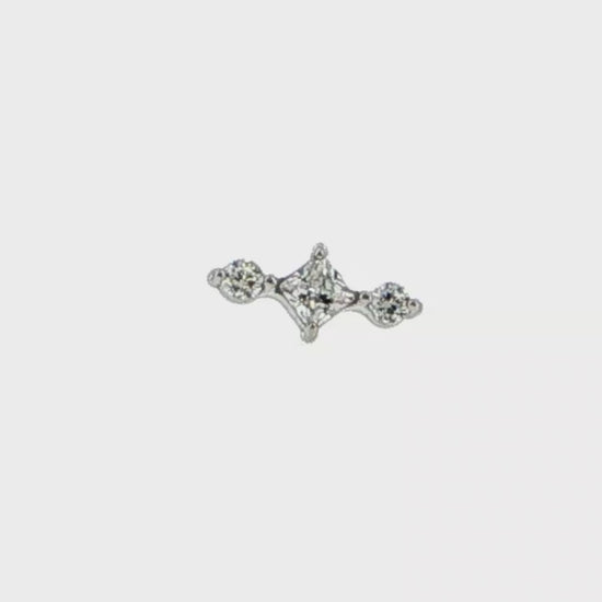 Steel Internally Threaded End -  2 Round CZ And Square 16G