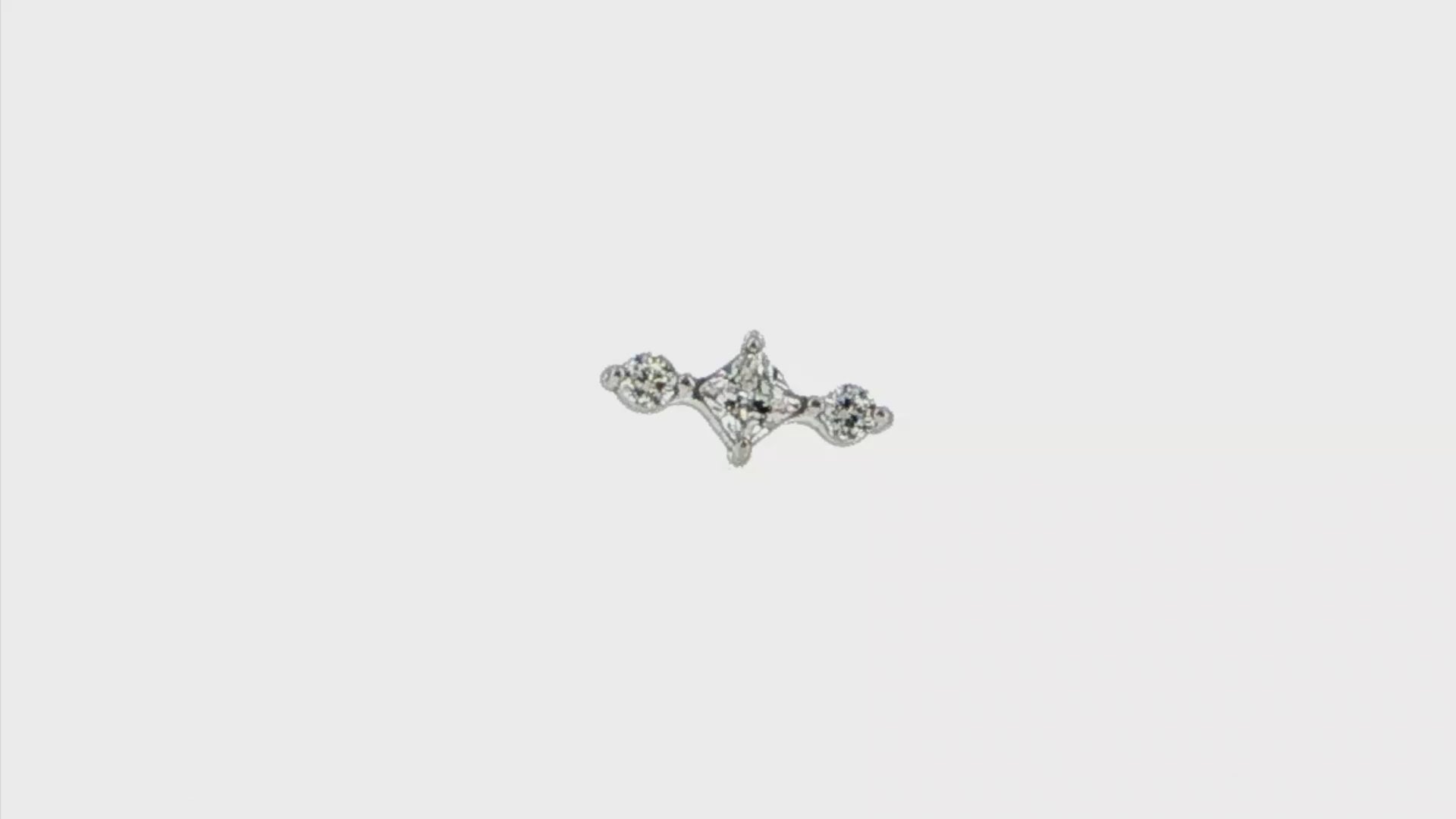Steel Internally Threaded End -  2 Round CZ And Square 16G