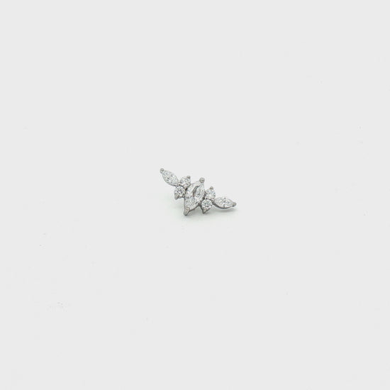 Steel Internally Threaded Arched Marquise Cluster White CZ End - 16G