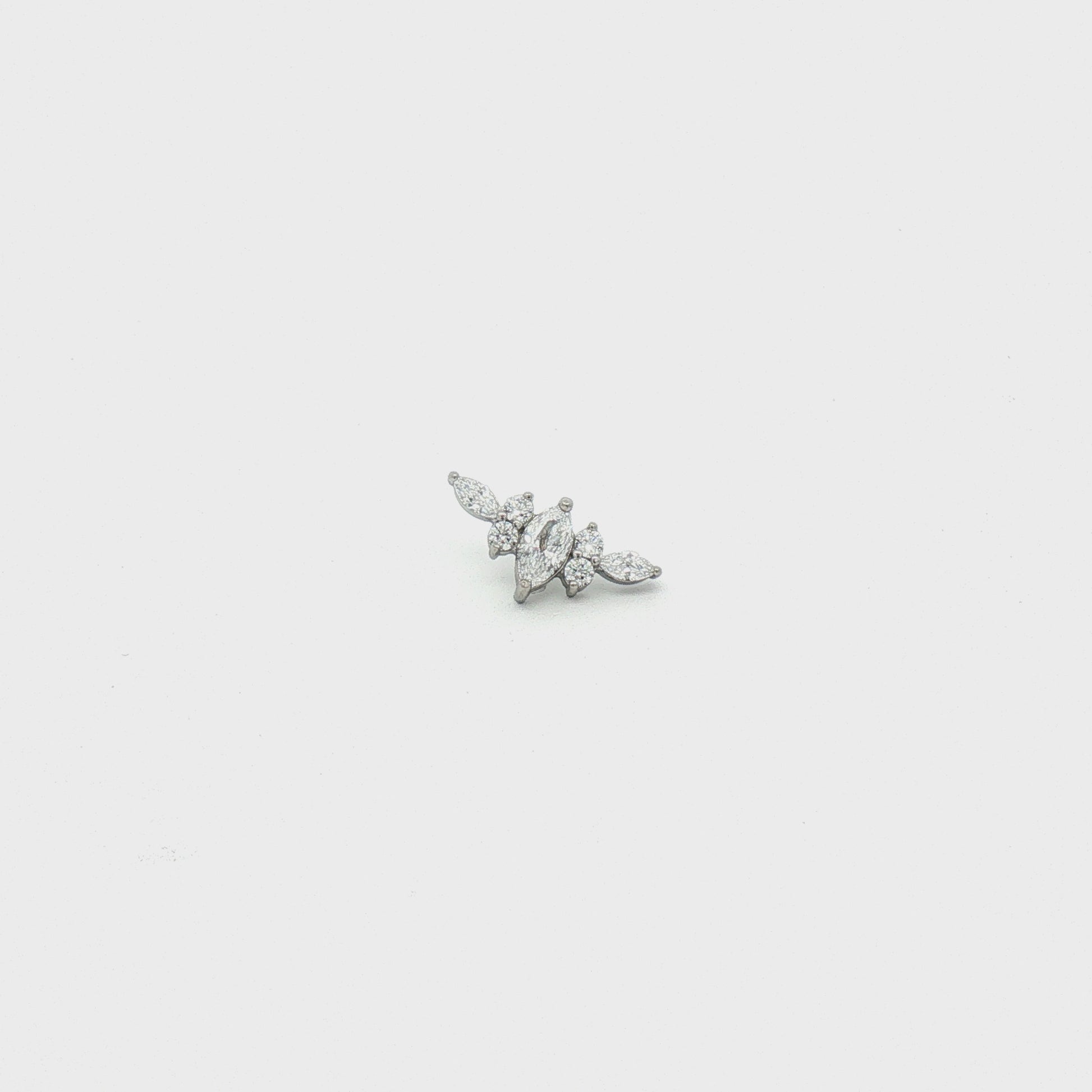 Steel Internally Threaded Arched Marquise Cluster White CZ End - 16G
