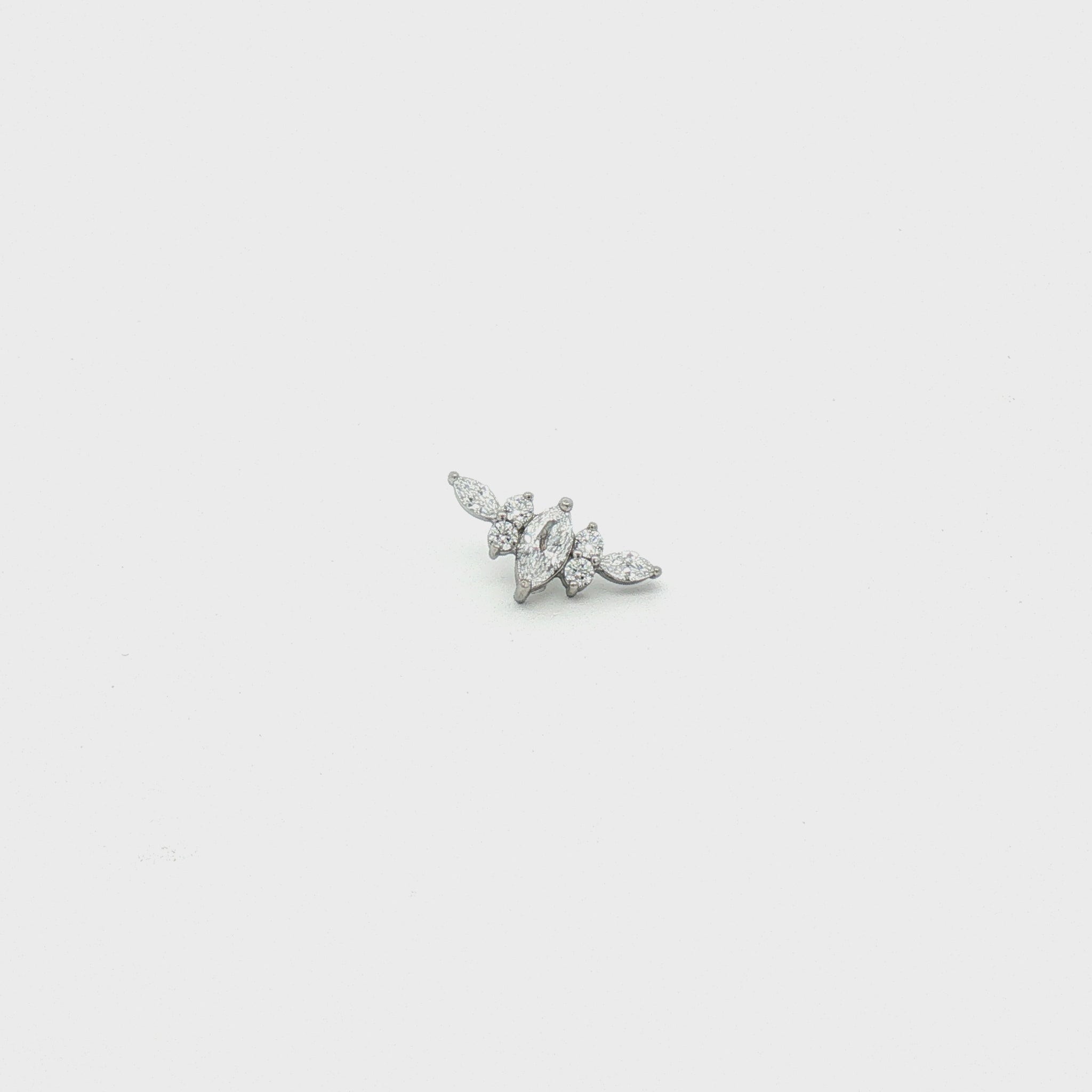 Steel Internally Threaded Arched Marquise Cluster White CZ End - 16G