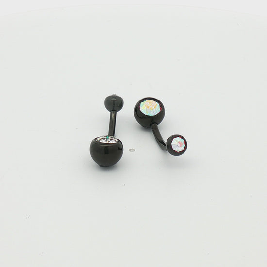 Steel Externally Threaded Navel Ring W/ Black PVD