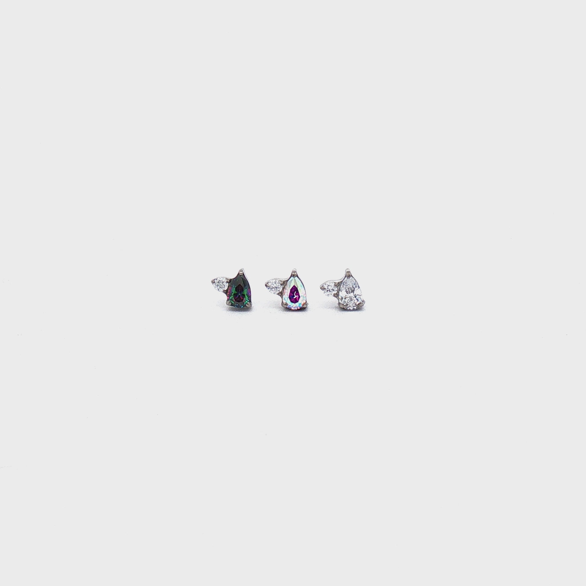 Steel Internally Threaded Pear & Round CZ End