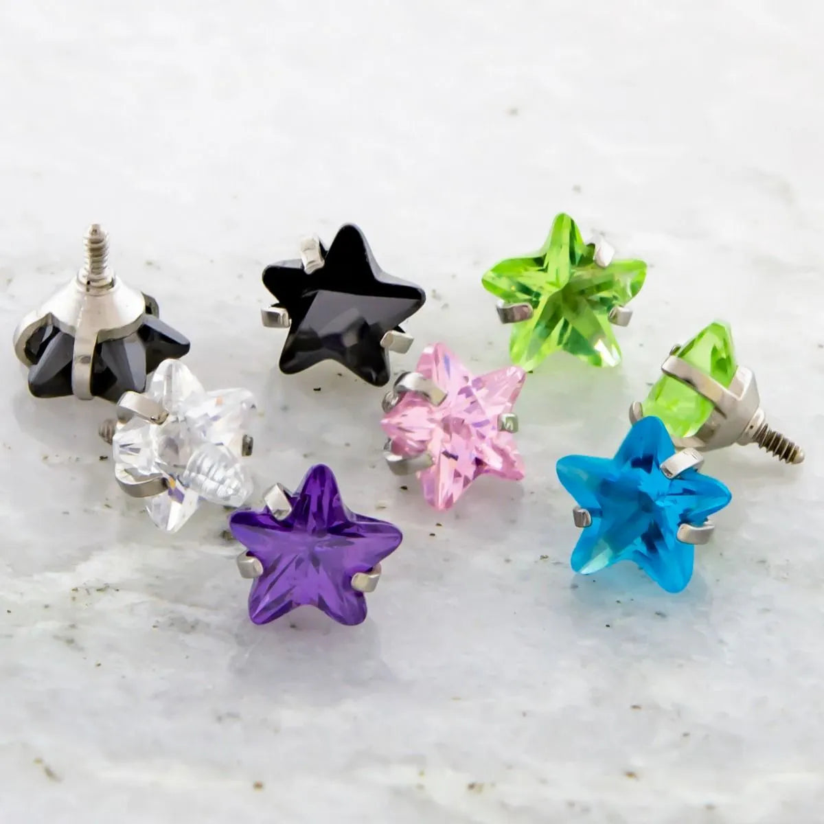 16G/18G Steel Internally Threaded End- Gem Star - Pierced Addiction