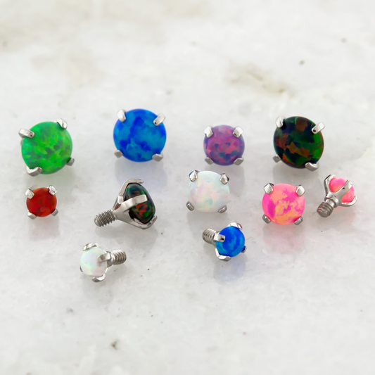 14G Prong Set Round Opal - Steel Internally Threaded - Pierced Addiction