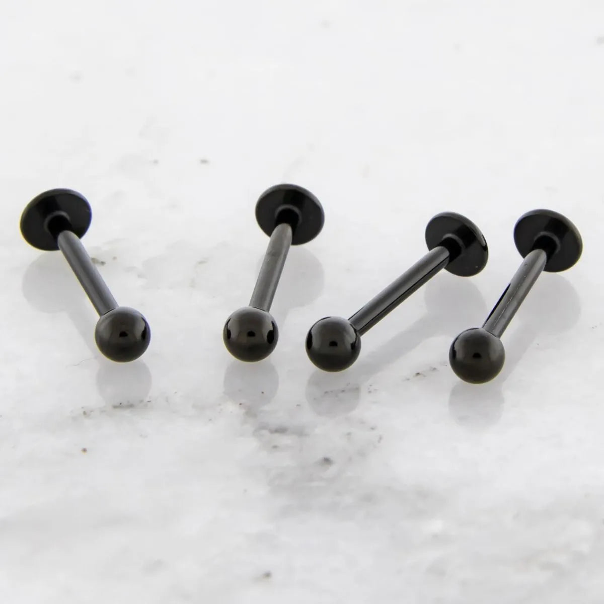 14G and 16G Externally Threaded Black PVD Steel Labret with Ball - Pierced Addiction