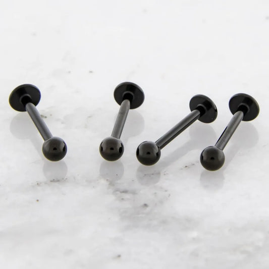 14G and 16G Externally Threaded Black PVD Steel Labret with Ball