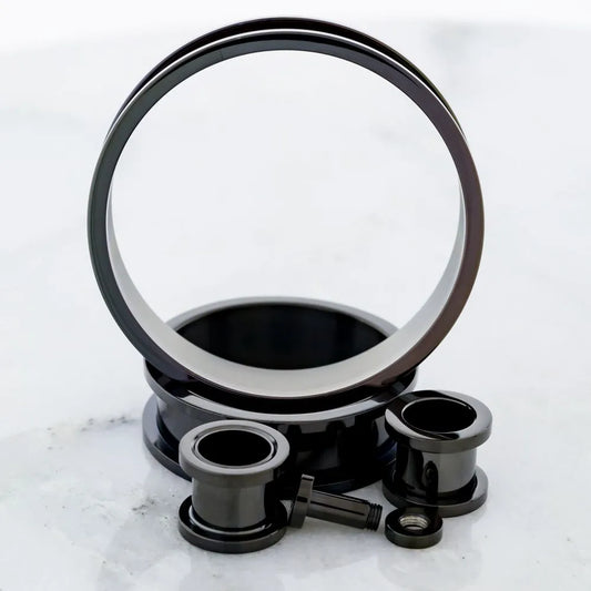 Black PVD Steel Externally Threaded Tunnels