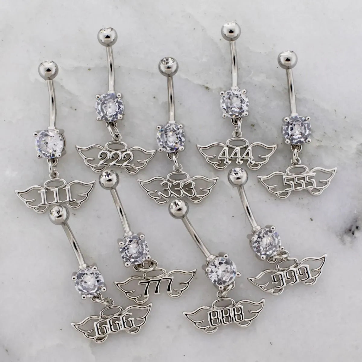 14G Angel Number Navel Ring - Pierced Addiction